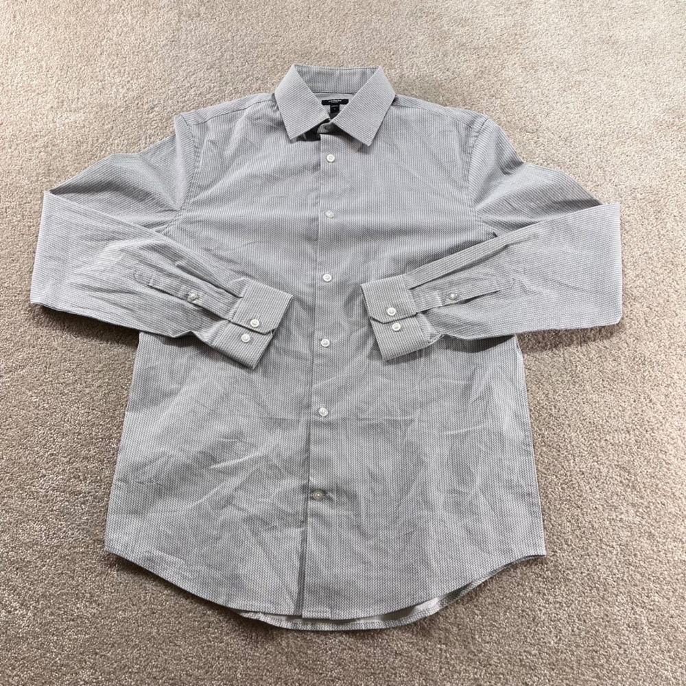 Express Slim 1MX Shirt Mens Small White Black Geometric Print Button Up